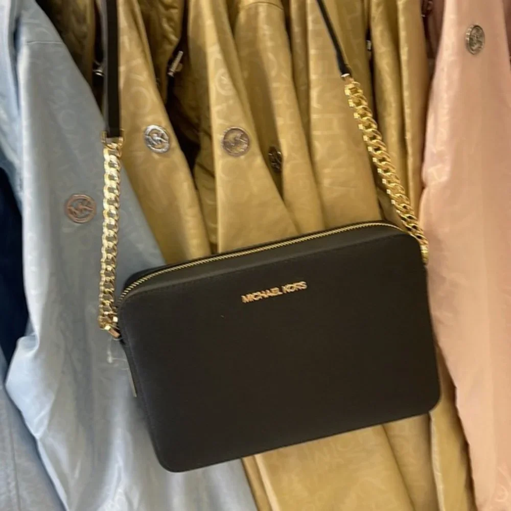 Michael Kors Jet Set Item Large East West Zip Crossbody Leather Black - Picture 14 of 16